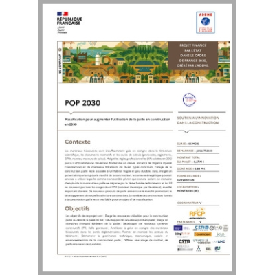 POP 2030 - Massification pour augmenter l'utilisation de la paille en construction en 2030