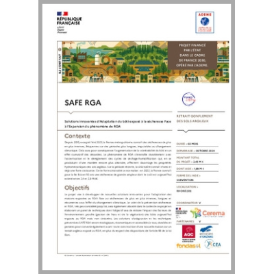 SAFE RGA - Solutions innovantes d'Adaptation du bâti exposé à la sécheresse Face à l'Expansion du phénomène de RGA