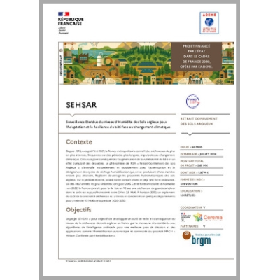 SEHSAR - Surveillance Etendue du niveau d'Humidité des Sols argileux pour l'Adaptation et la Résilience du bâti