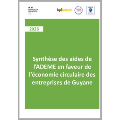 Synthèse des aides de l'ADEME en faveur de l'économie circulaire des entreprises de Guyane