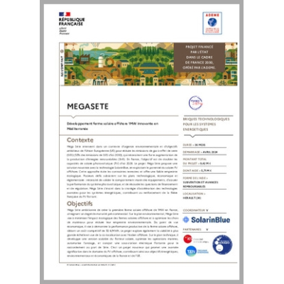 MEGASETE - Développement ferme solaire offshore 1MW innovante en Méditerranée