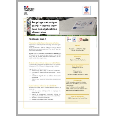 Recyclage mécanique de PET “Tray to Tray” pour des applications alimentaires