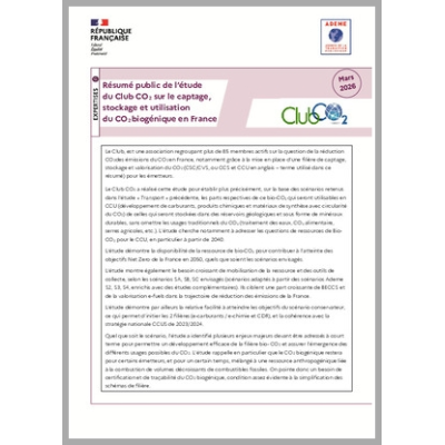 Etudes sur les gisements actuels et futurs de CO2 biogénique en France et sur les marchés de valorisation du CO2 