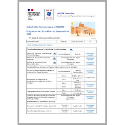 Programme des formations de l'ADEME en Normandie en 2026