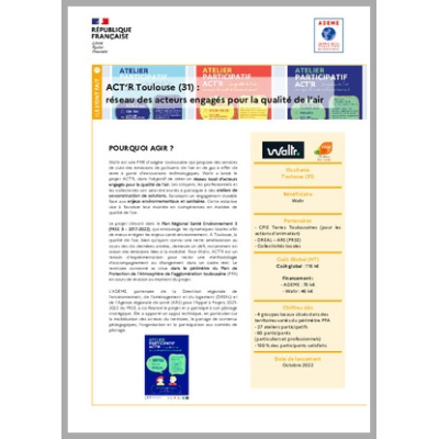 ACT'R Toulouse (31). Réseau des acteurs engagés pour la qualité de l'air