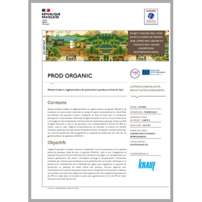 PROD ORGANIC - Modernisation, augmentation de production panneaux laine de bois