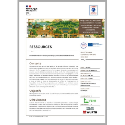 RESSOURCES - Planche mixte bois-béton préfabriqués et bas carbone