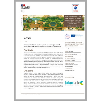 LAVE - Développement d'une solution basée sur les énergies naturelles pour performance énergétique et qualité de l'air intérieur