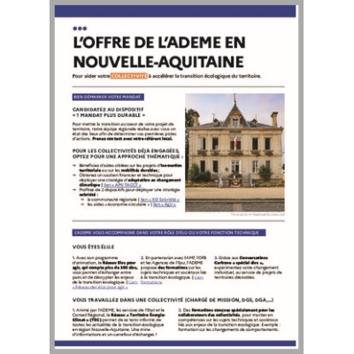 L'offre de l'ADEME en Nouvelle-Aquitaine
