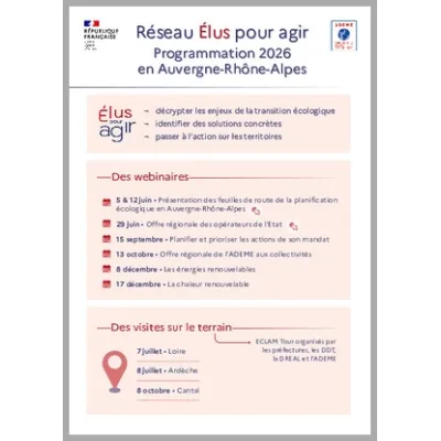 Réseau Élus pour agir : Programmation 2026 en Auvergne-Rhône-Alpes