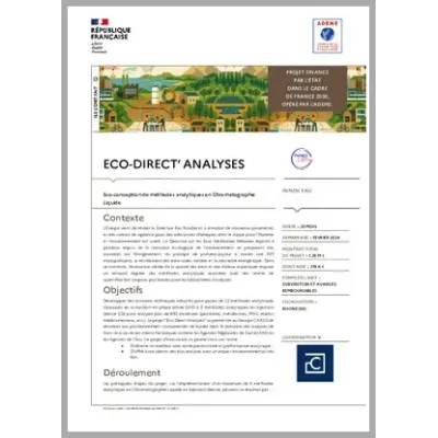 ECO-DIRECT' ANALYSES - Eco-conception de méthodes analytiques en chromotographie liquide