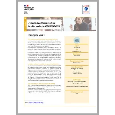 L'écoconception réussie du site web de COMMOWN