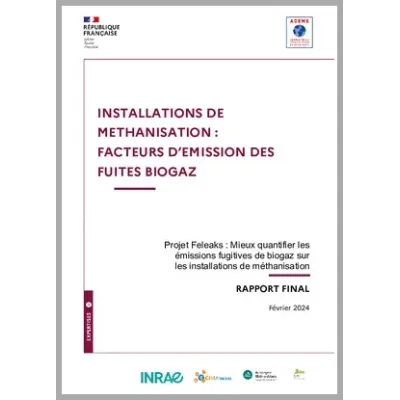 Installations de méthanisation :  facteurs d'émission des fuites biogaz