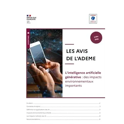 AVIS de l'ADEME - L'intelligence artificielle générative : des impacts environnementaux importants
