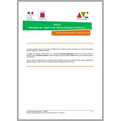 Projet «Maisons de l'emploi et développement durable» : capitalisation des plans d'action