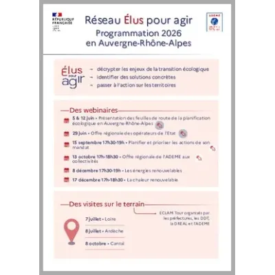 Réseau Élus pour agir : Programmation 2026 en Auvergne-Rhône-Alpes
