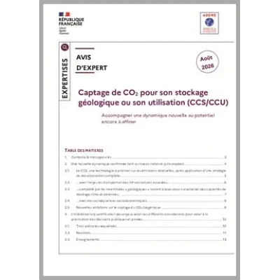 Avis d'expert Captage, stockage géologique ou Valorisation de CO2 (CCUS) en France
