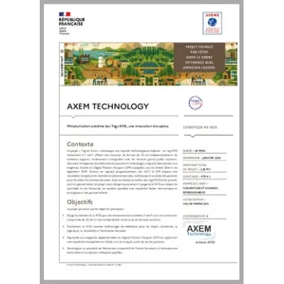 AXEM TECHNOLOGY - Miniaturisation extrême des Tags RFID, une innovation disruptive