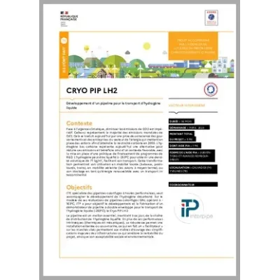 CRYO PIP LH2 - Développement d'un pipeline pour le transport d'hydrogène liquide