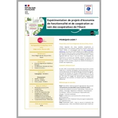 Expérimentation de projets d'économie de fonctionnalité et de coopération au sein des coopératives de l'Ouest
