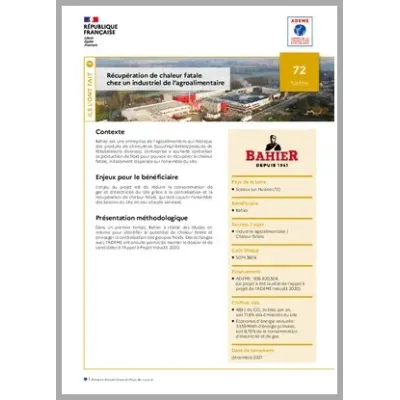 Récupération de chaleur fatale chez un industriel de l'agroalimentaire en Maine-et-Loire